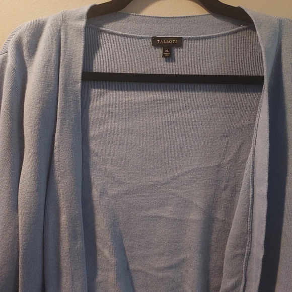 Talbots Blue Bolero Cropped Open Front Cardigan 3/4 Ruffle Sleeve in Size XL - Picture 3 of 10